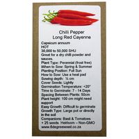 6 Degrees East Heirloom Veg Seeds - Chilli - Long Red Cayenne